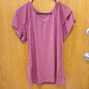 Soft purple flutter sleeve blouse